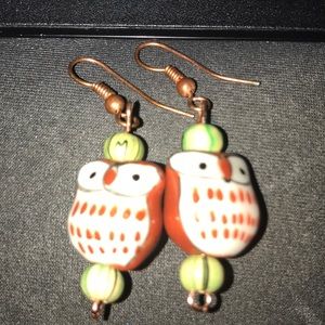 - New hand made owl earrings made of ceramic